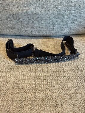 BCBG max azria Elegant Crystal Embellished Black Belt One size fits most stretch